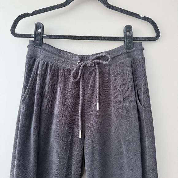 Black Velour Material Drawstring Sweatpants/Joggers - Picture 2 of 5